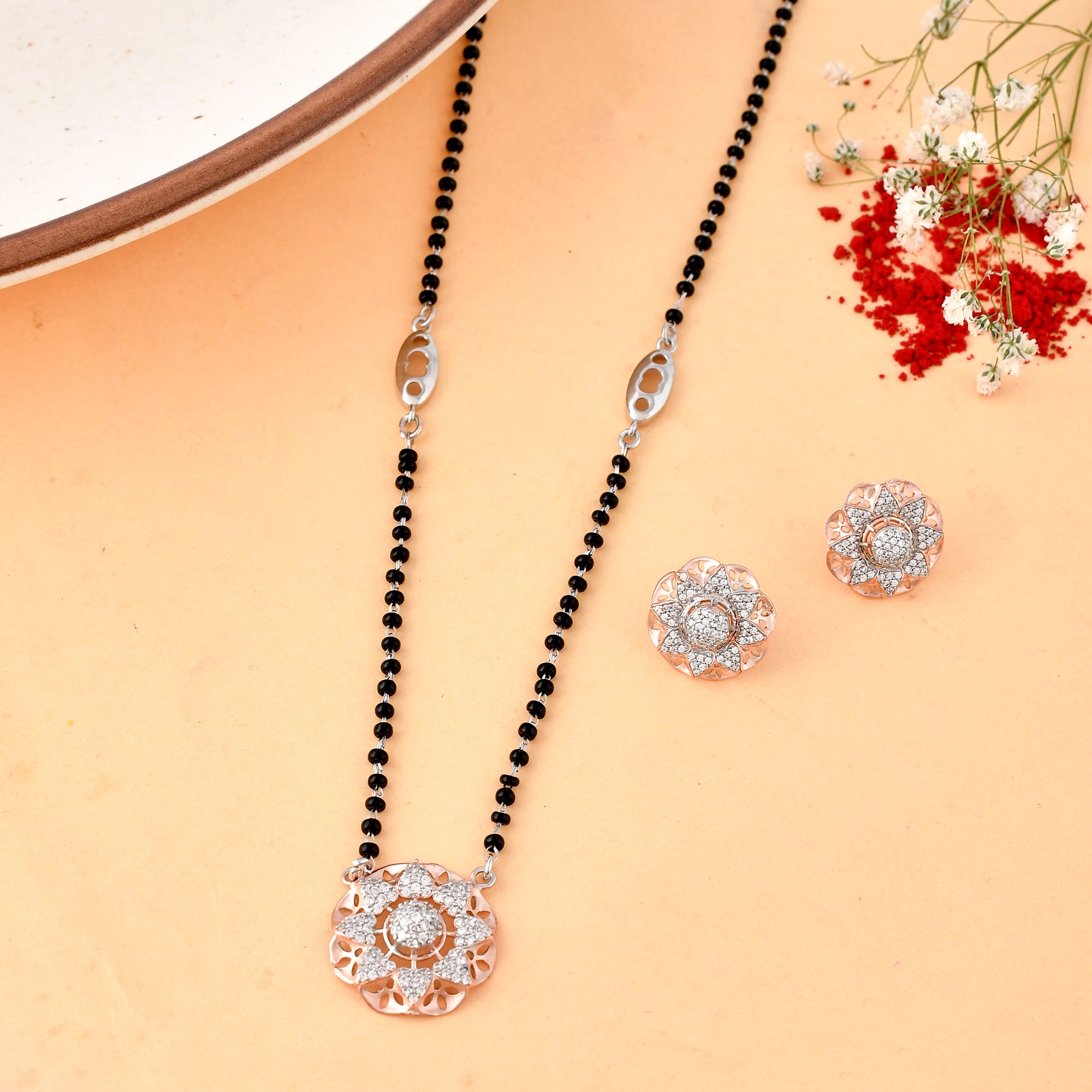 Beautiful Crystal Rhinestone Mangalsutra & Earrings Set, Jewellery, Mangal  Sutra Free Delivery India.